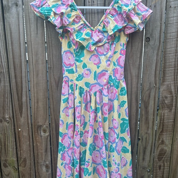 Laura Ashley Floral Midi Dress - Pink and Green - Picture 1 of 5